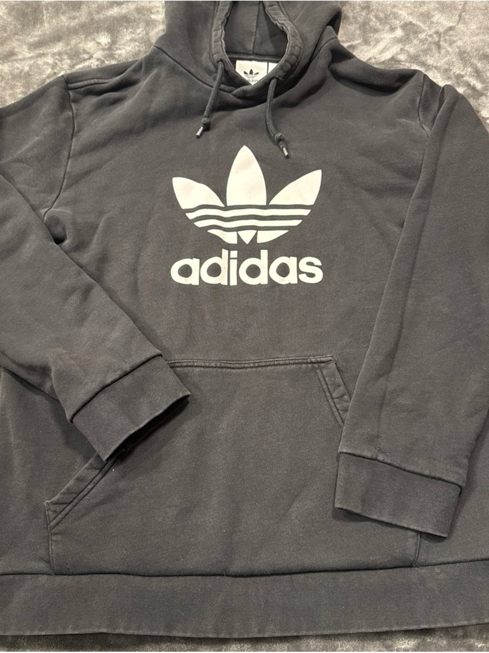 adidas Black Hooded Sweatshirt with White Logo